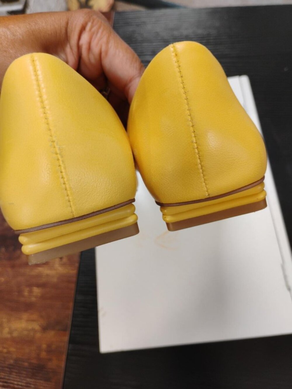 Franco Sarto Yellow Leather Square Toe Flats 8.5M - Picture 8 of 8